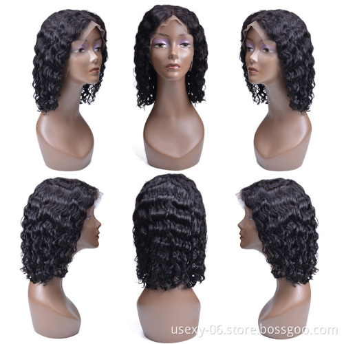 Wholesale Bob Wig Vendor 100% Malaysian Hair Wig 150% 180% Density 613 Bob Style 4*4 Closure Front Lace Wig Deep Wave